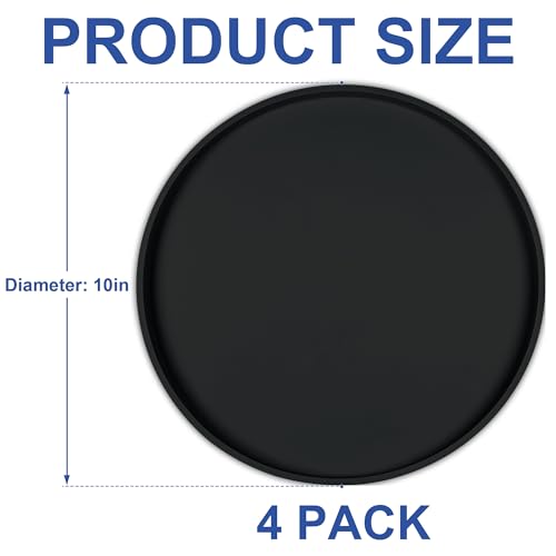 4 PCS Thickened Pet Silicone Food Mat, Nonslip Waterproof Cat Dog Feeding Bowl Mats with Raised Edges for Food and Water Prevent Spills, Round Eating Tray for Floors, Puppy Kitten, 10'' x 10''