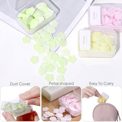 300pcs Portable Hand Washing Soap Sheets, Scented Mini Soap Sheets, Disposable Soluble Soap for Outdoor Travel, Camping, Hiking (Pink) - color: Pink