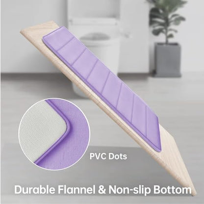 RUN HELIX Lavender Bathroom Rug Set 3 Pieces Ultra Soft, Striped Non Slip Memory Foam Toilet Mat, Absorbent Plush Shaggy Bath Mats for Bathroom, Bedroom, Kitchen - color: Lavender