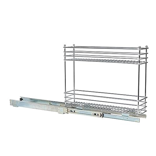 Household Essentials Chrome 2-Tier Sliding Cabinet Organizer, 5" - size: 5" - Extended, style: 2-Tier