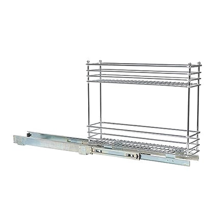 Household Essentials Chrome 2-Tier Sliding Cabinet Organizer, 5" - size: 5" - Extended, style: 2-Tier