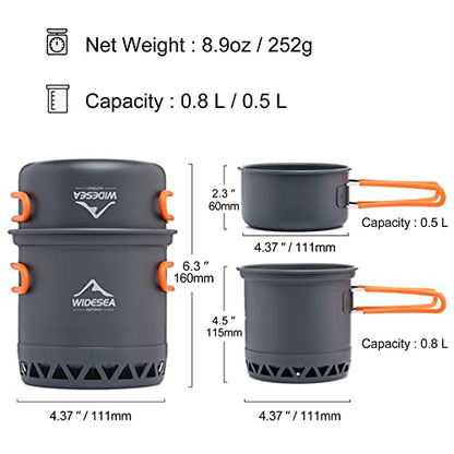 widesea Camping Cookware Outdoor Pot Pan Cooking Equipment Heat Exchange Design for Hiking Backpacking Travel - style: For 1 Person