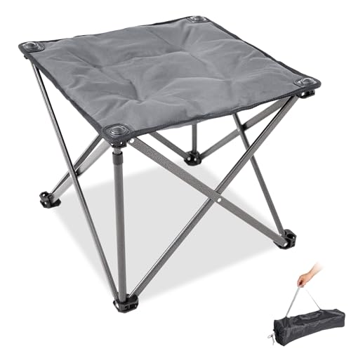 FUNDANGO Folding Camping Stool, 18.1 Inch Oversized Foot Stools 330 Lbs Heavy Duty Portable Padded Seat Anti-Slip Foots & Carry Bag for Fishing Outdoor Lawn Travel (Grey) - color: Grey-1 Pack