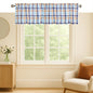 Gingham Valance Curtains, 2 Pack, 54x18 Inches, 100% Cotton Window Valances, Rod Pocket Curtain Panels for Kitchen, Bedroom, Living Room, Indigo Blue - Mustard Yellow - Aqua Blue - color: Multi Blue, Yellow, size: 18"W x 54"L (Pack of 2)