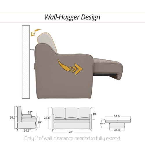 De Leon Console DX RV Sofa Bed, 78" Wide, Ultimate Leather, Light Antelope - color: Light Antelope, size: 78"