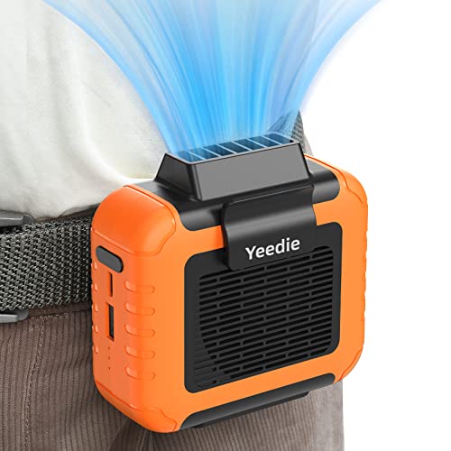 Portable Mini Waist Fan Rechargeable with 23H Working Time, 6200 RPM Strong Airflow, 3 Speed Levels, Belt Shirt Fan Clip on Waist Portable Cooling device for Blue Collar,Outdoor Working,Jobsite - color: Orange