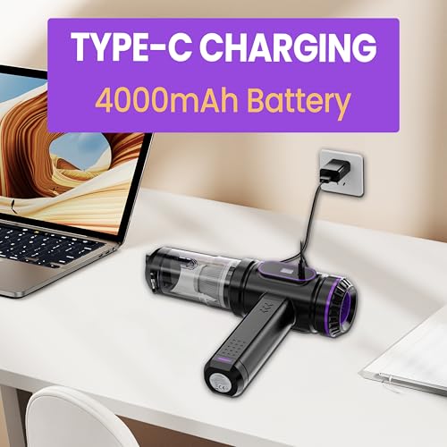 Mini Cordless Car Vacuum Cleaner,15000PA Handheld Vacuum Cleaner,2-in-1 Air Duster and Vacuum Cleaner,Hand Held Vacuum with LCD Display,Multi-Nozzles,Portable Vacuum for Car,Home,Pet Hair,Office