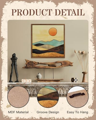 Putuo Decor Boho Wooden Wall Decor, Mountain Sun Moon Western Decor Nature Wilderness Wall Art, Rustic Cabin Decor Adventure Farmhouse Wall Decor for Living Room Bedroom (Sun)