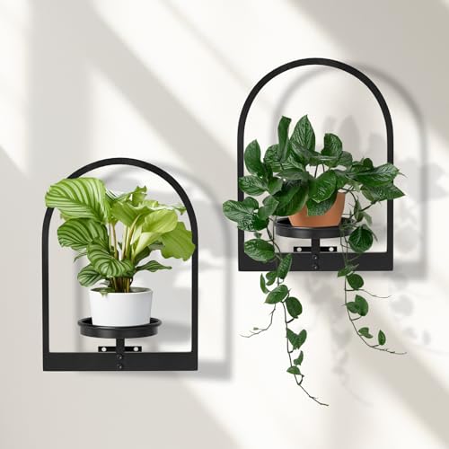 Wall Planters for Indoor Plants Shelves Set of 2, Hanging Planter for Indoor Plant Stand Plants Wall Decor - Premium Metal Hanging Plant Holder (Semi-Round) - size: 2-Pack(semi-round)