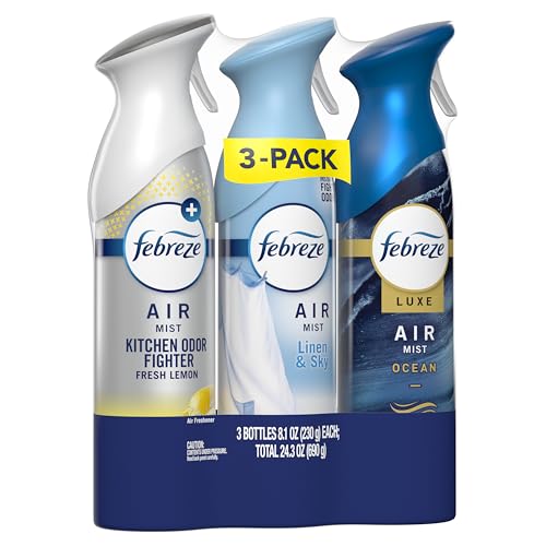 Febreze Air Mist, Air Freshener Spray, Odor Fighting Room Spray, Deodorizer for Home Bathroom Kitchen Office Apartment Dorm Room Classroom, Kitchen Base Mix, 8.1oz, 3ct - style: Kitchen Mix Pack