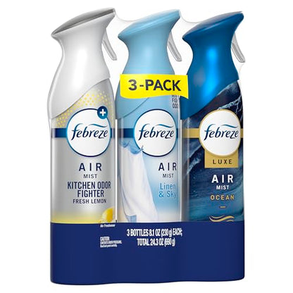 Febreze Air Mist, Air Freshener Spray, Odor Fighting Room Spray, Deodorizer for Home Bathroom Kitchen Office Apartment Dorm Room Classroom, Kitchen Base Mix, 8.1oz, 3ct - style: Kitchen Mix Pack