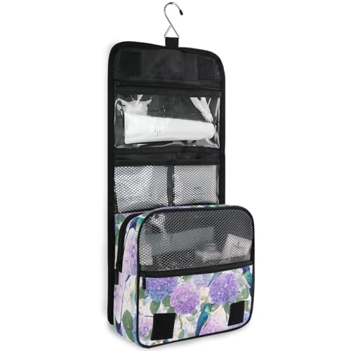 Flower Floral Hummingbirds Hanging Toiletry Makeup Bag Travel Organizers Toiletries Cosmetics Bag for Women Men - color: Flower Hummingbirds