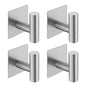 Adhesive Towel Hook 4 Pack, Bathroom Wall Hooks, Sticky Coat Hooks for Hanging, Closet, Robe Hook SUS304 Stainless Steel Brushed, BTH7204-2-P4
