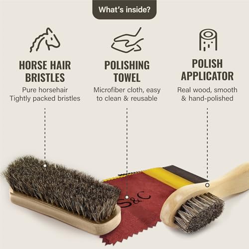 Stone and Clark Original Shoe Polish & Care Kit - Leather Shoe Shine Kit for Men & Women - style: Dark Brown