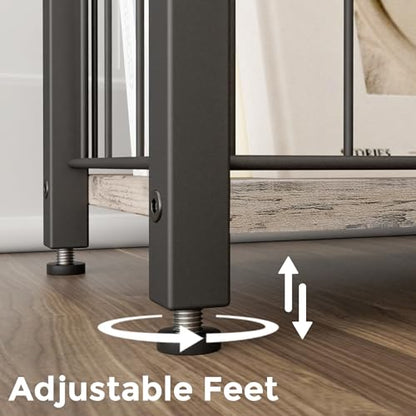 Homleke Narrow Side Tables Set of 2 with Magazine Holder, Skinny End Tables Perfect for Small Spaces, Space-Saving Design for Living Room, Bedroom, or Office, 7.1" D x 16.9" W x 23.6" H, Greige - color: Greige - Standard