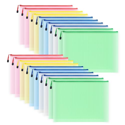 20pcs Mesh Zipper Pouch Bags, Multipurpose Waterproof Organization Storage Bag for Office School Home Travel (B4 Size 15''x11'', Multicolored) - color: Multicolored, size: B4 Size 15 x 11 inch