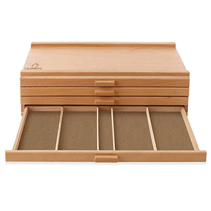 7 Elements 4 Drawer Wooden Artist Storage Supply Box for Pastels, Pencils, Pens, Markers, Brushes and Tools - size: 4-Drawer