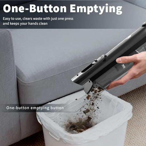 Cordless Handheld Vacuum, Lightweight Portable Hand Vacuum Cleaner with LED Light,Rechargeable Hand Held Vacuum with One-Touch Empty, Powerful Suction for Office, Home,Car, Coal