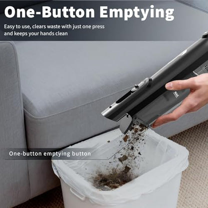 Cordless Handheld Vacuum, Lightweight Portable Hand Vacuum Cleaner with LED Light,Rechargeable Hand Held Vacuum with One-Touch Empty, Powerful Suction for Office, Home,Car, Coal