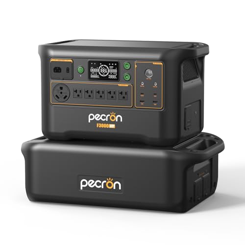 PECRON F3000LFP Power Station with 5120Wh FP5000-48V Extra Battery, Total 8192Wh Solar Generator Kit for Home Use - style: F3000LFP+F5000-48V Battery