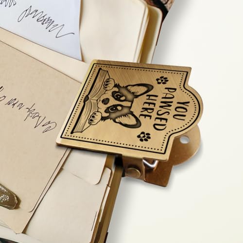 ANATTASOUL Travel Journal Clip Vintage Peeking at A Puppy Metal Book Clips, Decorative Heavy Duty Journal Clips to Hold Journal Open for Notebook, Photo, Bookmark, Office Kitchen Home DIY Use - style: Peeking at A Puppy