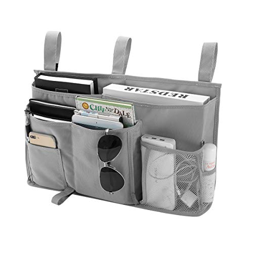Bseash Bunk Bed Organizer, Bedside Caddy Hanging Bed Organizer Storage Bag 8 Pockets, for College Dorm Rooms Bed, Hospital Bed, Baby Bed Rails, 600D Oxford Cloth (Gray) - color: Gray, size: Large