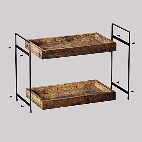 mahueeol 2 Tier Wood Counter Organizer | Bathroom Vanity Use, Kitchen Use - style: Rustic