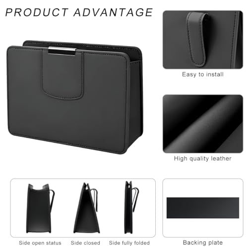 Car Trash Can, Leather Magentic Vehicle Garbage Organizer with One Roll Trash Bag, Foldable Waterproof Dustbin Litter Container Mini Sotrage Bag for Car Truck SUV (Black) - color: Black
