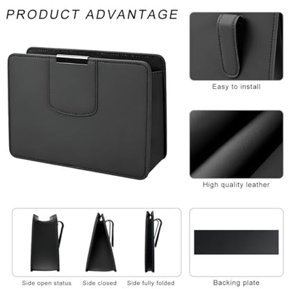 Car Trash Can, Leather Magentic Vehicle Garbage Organizer with One Roll Trash Bag, Foldable Waterproof Dustbin Litter Container Mini Sotrage Bag for Car Truck SUV (Black) - color: Black