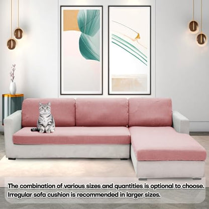 ZNSAYOTX Stretch Cushion Covers Sofa Loveseat Cushion Couch Seat Covers Slipcovers Soft Replacement Unique Pattern Furniture Protector with Elastic Bottom (Rose, 1 Pc 2-Seat Cushion Cover) - color: Rose, size: 1 Cushion Loveseat