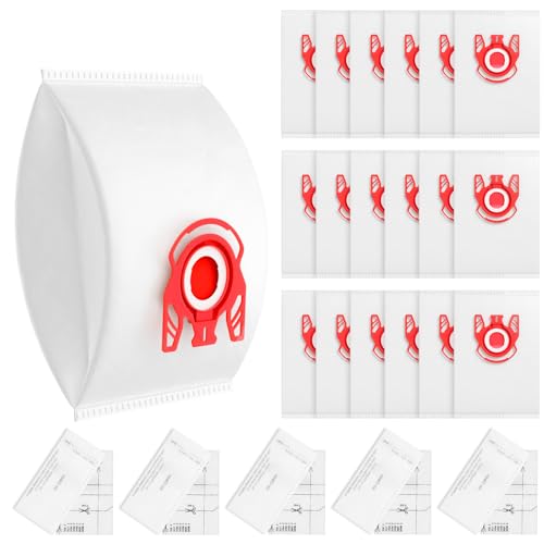 20 Pack 3D Airclean FJM Vacuum Cleaner Bags Compatible with Miele FJM Vacuum Cleaner, Compact C1, Compact C2, Complete C1, S241, S290, S300i, S500, S700, S4, S6 Series, Replaces Part 10123220 - color: Red, size: 20 Pack FJM Bags