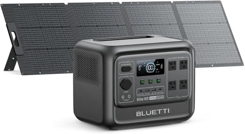 BLUETTI Elite 100 V2 Solar Generator with 200W Solar Panel (Ships Separately), Portable Power Station 1024Wh w/ 4 1800W AC Outlets, 35% Smaller, Ideal for Camping, Emergencies, Backup Power - style: BLUETTI Elite 100 V2+200W