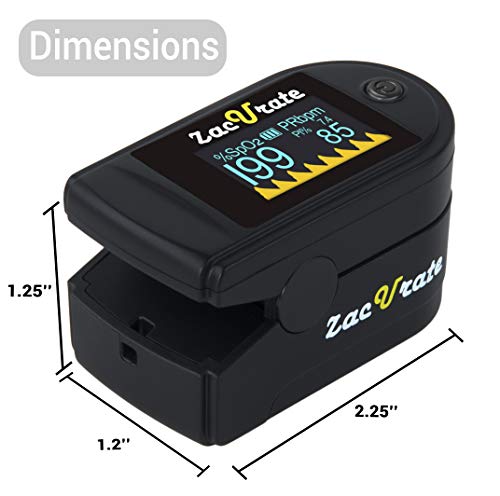 Zacurate 500 Series Fingertip Pulse Oximeter Blood Oxygen Saturation Monitor with Silicon Cover, Batteries and Lanyard, Mystic Black - OLED - color: Mystic Black - OLED