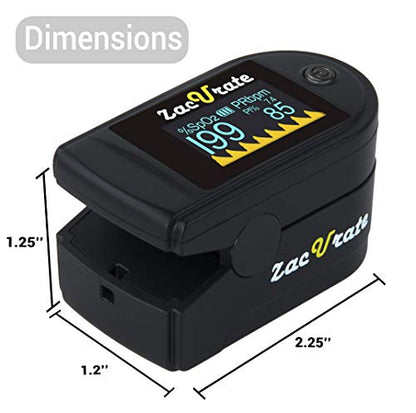 Zacurate 500 Series Fingertip Pulse Oximeter Blood Oxygen Saturation Monitor with Silicon Cover, Batteries and Lanyard, Mystic Black - OLED - color: Mystic Black - OLED