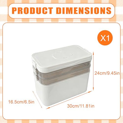 3-Tier Medicine Organizer with Detachable Pill Box, First Aid Kit with Handle, Portable Multipurpose Plastic Medical Box for Home, Travel, and Family Emergencies（White）