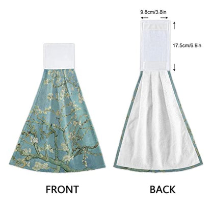 Vnurnrn Hand Towels for Kitchen 2 Pcs Hanging Kitchen Towels Set，Soft Absorbent Tea Bar Dish Cloths Bath Towel for Bathroom Laundry Room (Blossoms Van Gogh)… - color: Blossoms Van Gogh