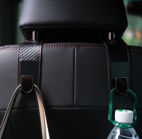 JEYODA Car Hooks for Purses and Bags,Flexible PU Vehicle Storage Hanger,Car Seat Back Organizer,Universal Hidden Multifunctional Headrest Hooks for Car，Home (carbon fiber black) - color: carbon fiber black