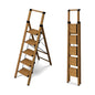 5 Step Step Ladder,Lightweight Folding Step Stool with Anti-Slip Aluminum Wide Pedal&Convenient Handgrip,Steel Ladder for Household and Office(Woodgrain) - color: Woodgrain, size: 5 Step