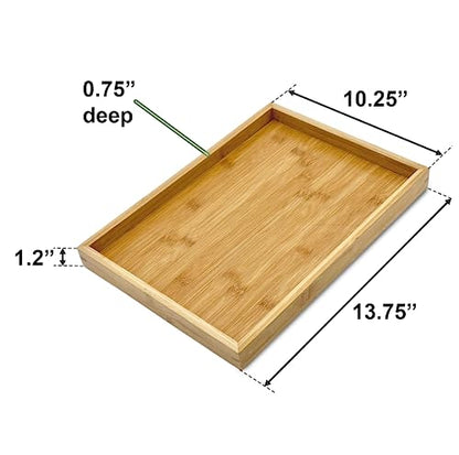 Natural Bamboo Serving Tray Platter 13.75 x 10.25 Rectangular, Bamboo - color: Bamboo, size: 13.8" x 10.3" x 1.2"