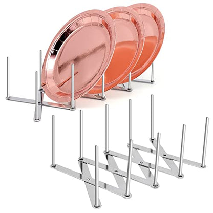 2 Pack Dish Plate Drying Rack, Retractable Dish Drying Rack, Multi-Functional Plates Cup Bowl Pot Pan Lid Storage Holder Organizer for Kitchen Counter Cabinet Drawer