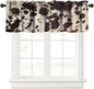Highland Cowhide Valance Curtain, Brown Cow Rustic Western Farmhouse Animals Skin Wildlife Fur Print Blackout Short Window Treatment for Kitchen Bedroom, 54x18inch - color: Cowhide-9