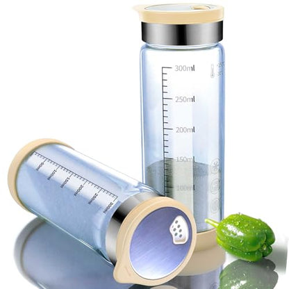 Salt and Pepper Shaker Set, High Borosilicate Glass, Best Stainless Steel Lids，Silicone Inner Cover Easy Adjustable Coarseness,10oz