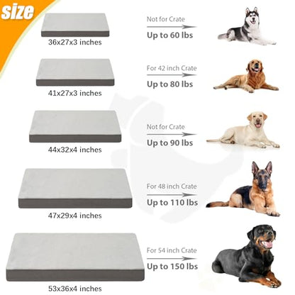 KSIIA Orthopedic Dog Bed - Waterproof, Large Size, Plush, Washable, Egg Crate Foam, Removable Cover, Non-Slip Bottom, 44 x 32 Inch, Gray - color: Light Grey, size: 44.0"L x 32.0"W x 4.0"Th