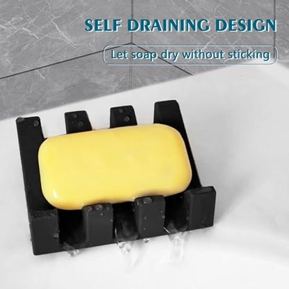 Soap Dish Holder for Shower with Suction Cup, Silicone Soap Holder & Saver Self-Draining Bar Soap Dish Keeps Soap Dry for Bathroom, Kitchen, Bathtub, Extends Soap Life (Black-1Pack) - color: Black - 1 Pack
