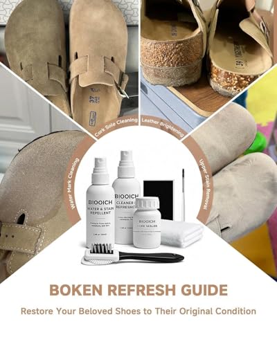 6-in-1 Sandal and Shoe Cleaning Kit for Birkenstock –Suede & Nubuck Cleaner, Protector Spray, Cork Sealer & Brush,Safe for Leather, Suede, Footbed, Nubuck & Cork Footbeds