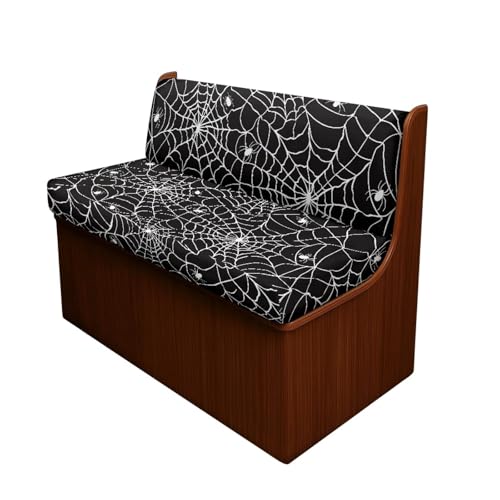 Cobweb RV Dinette Cushion Covers Replacement Camper Cushions Cover Stretch RV Couch Cover Halloween Camper Dinette Seat Cover for Travel Trailer Couch, Black - color: Cobweb
