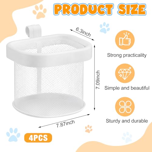 Sliner 4 Pack Dog Crate Hanging Storage Baskets Pet Fence Organizer for Toys Treats Leashes, Hook-On Mesh Basket for Indoor Outdoor Space Saving