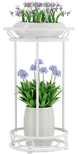 YIUKEA Plant Stand Indoor Outdoor - Metal Planter Holder Shelf Tall Tiered Flower Pot Display Organizer Rack for Garden, Patio, Living Room, Bathroom, Office (White) - color: White