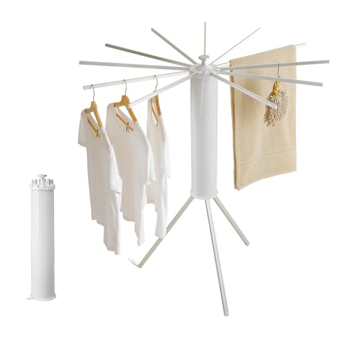 JOOM Tripod Clothes Drying Rack, Garment Rack Portable and Foldable Space Saving Laundry Drying Rack - Drying Rack Clothing Floor Folding Balcony Bedroom Household Aluminum - color: Matter Silver Tripod, size: Standard