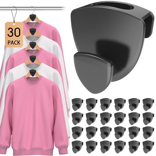 Latoxcaa Space Saving Hanger Hooks 30Pcs, Upgrade Heavy Duty Space Saver Hangers Connector Hooks for Clothes, Premium Hanging Closet Organizer for Dorm, Ganchos para Colgar Ropa, Black - size: 30 Pcs